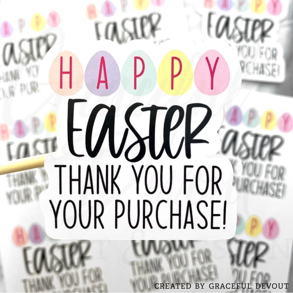 Happy Easter Thank You For You Purchase! - 2" (inches) Sticker 48ct.)  [GD52-48] - Picture 2 of 5